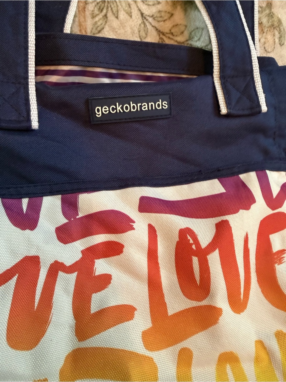 GeckobrandsNavy & Multi 'Love' Print Canvas Tote - Picture 6 of 8